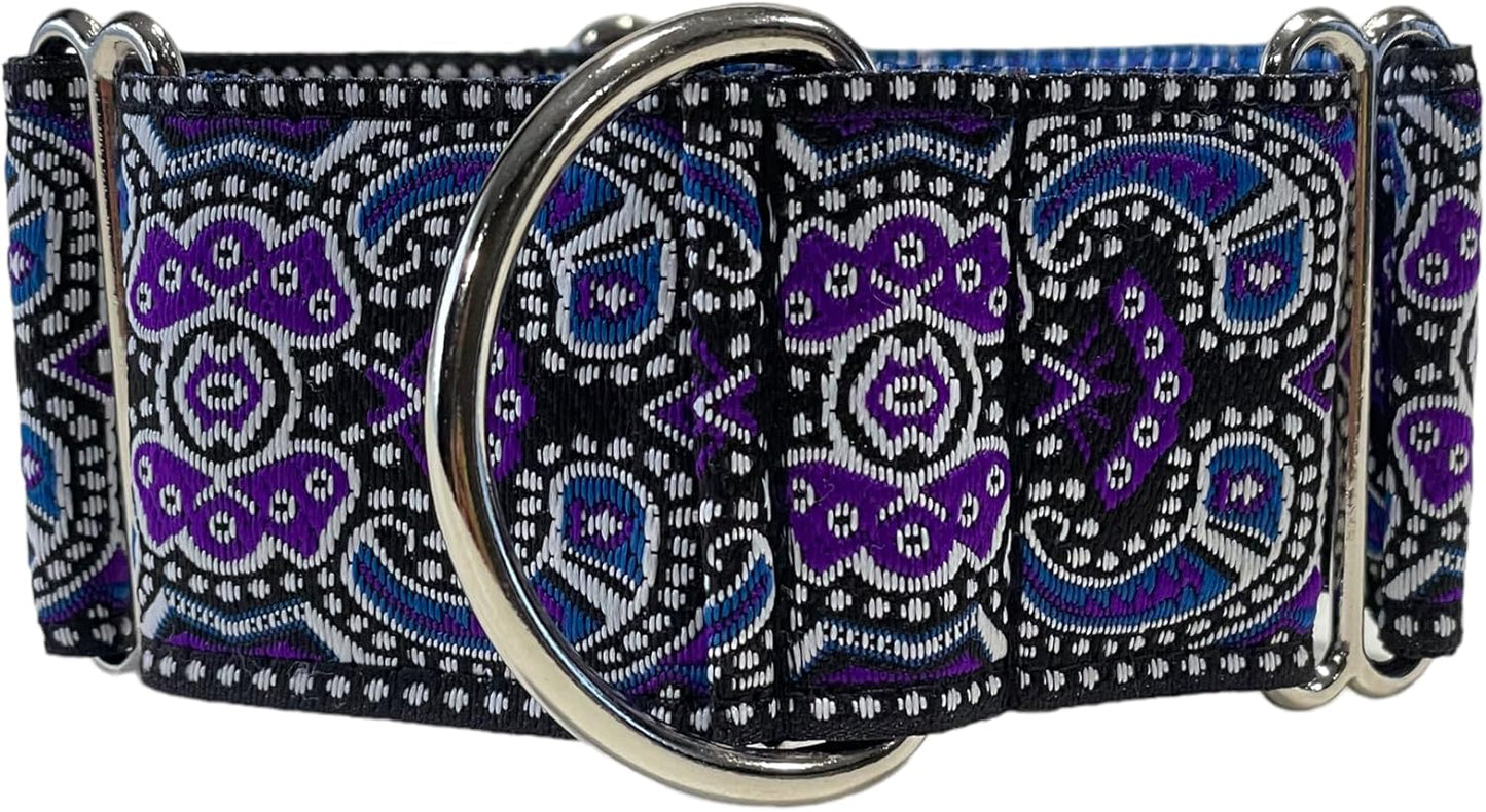 Martingale Dog Collar and Leash Set for Greyhound Saluki Whippet and Other Breeds with Similar Neck 2" Wide (14"-18" and Leash Set)