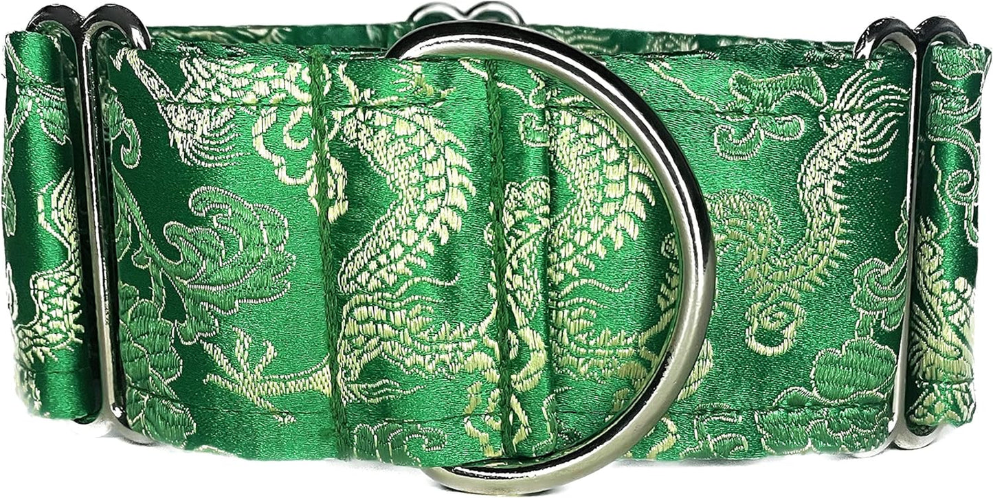 Extra Soft Martingale Dog Collar and Leash Set for Greyhound Saluki Whippet and Other Breeds with Similar Neck 2" Wide (M 11"-14" and Leash Set)