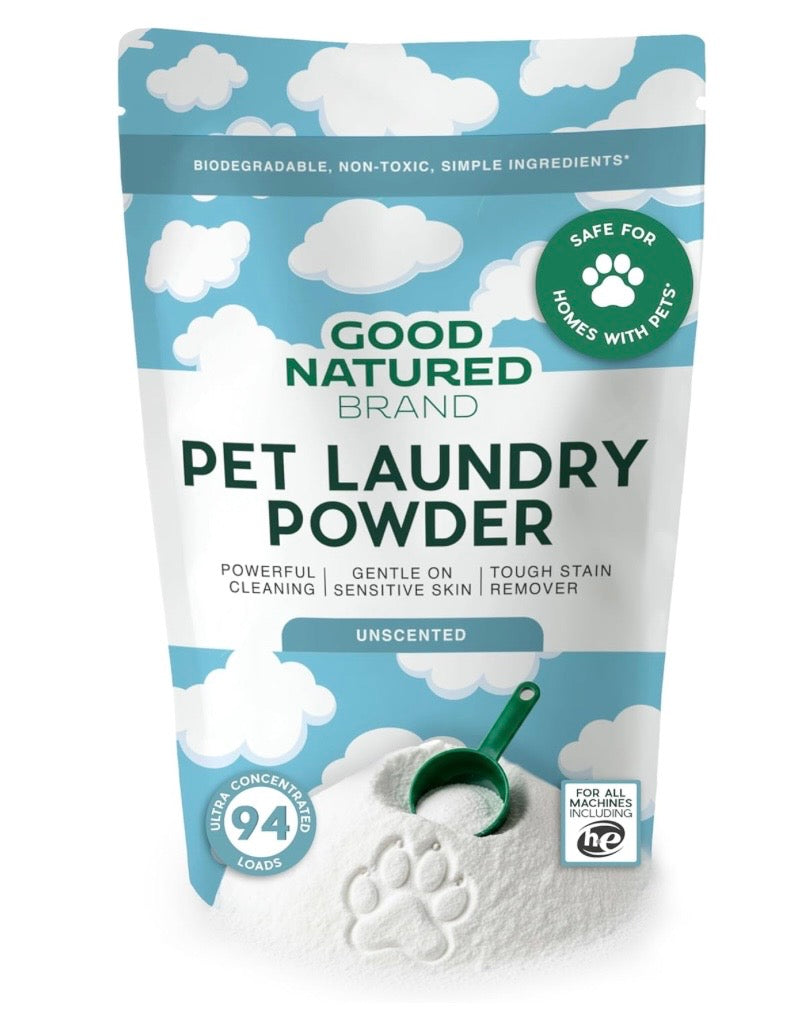 Detergente en polvo para mascotas: quitamanchas y olores (menta, 1,2 litros / 94 cargas)