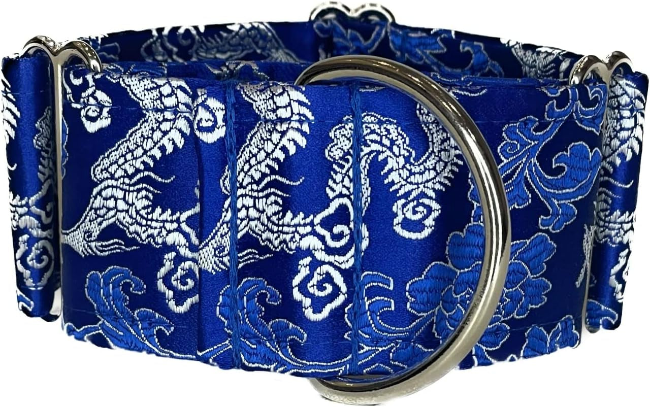 Extra Soft Martingale Dog Collar and Leash Set for Greyhound Saluki Whippet and Other Breeds with Similar Neck 2" Wide (Collar and Leash Set M 11"-14")