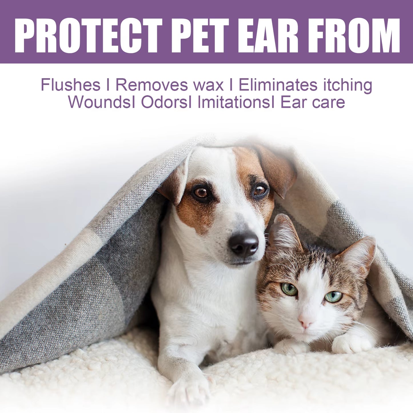 Pet Ear Cleaner for Cats and Dogs - Natural Solution Ear Wash Drop Relief from Itching Odor Earwax Mite Killer