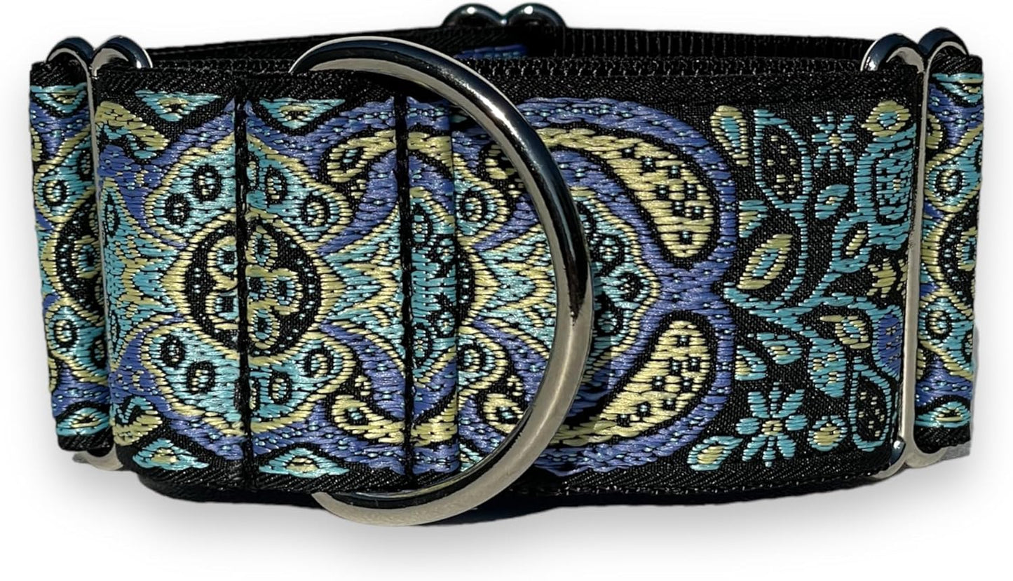 Sgang Martingale Collar and Paracord Leash Set Greyhound Saluki Whippet Galgo Dog Collar 2" Wide (14"-18" and Leash Set)